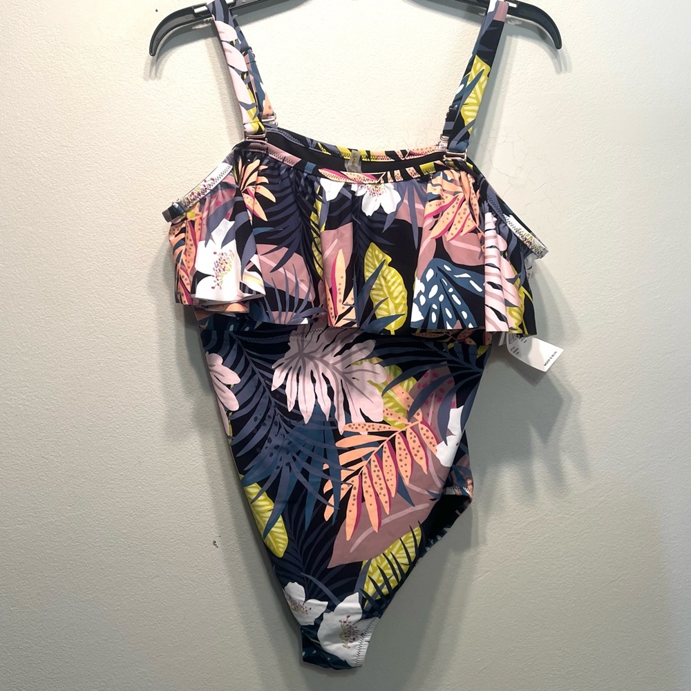 MSRP $98 Raisins Curve Trendy Plus Size Tortuga One-Piece Black Size 14W NWTS